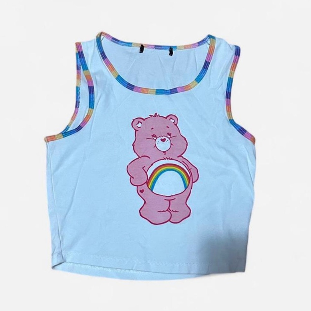 Dolls Kill Rainbow Care Bear Tank Top - White